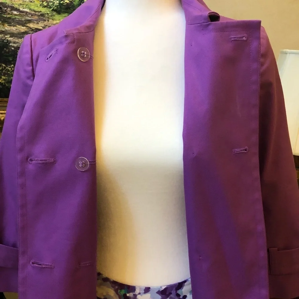 Halogen Double Breasted Button Front 3/4 Sleeve Purple Jacket Women’s Small EUC